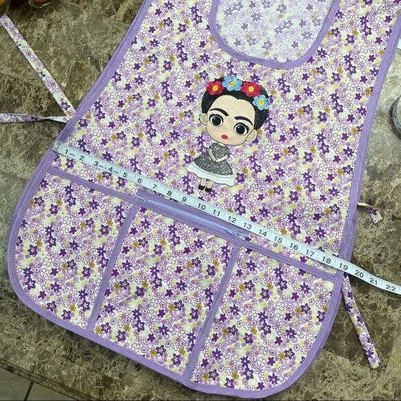 Craft Apron Mexican Artisan Little Frida Embroidered. Mandil Artesanal Mexicano - Picture 6 of 7